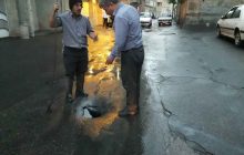 رفع انسداد کانال آب های سطحی واقع در مسیر خیابان شهید کفاش پور و ساماندهی مسیر پس از بارش باران