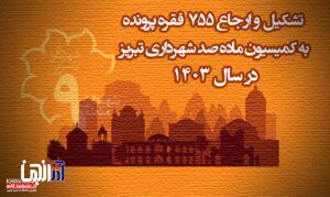 تشکیل و ارجاع ۷۵۵ فقره پرونده به کمیسیون ماده صد شهرداری تبریز در سال ۱۴۰۳