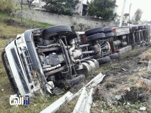 واژگونی تریلی در تونل شیبلی