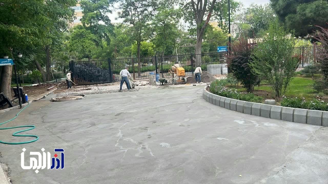 تداوم ساماندهی باغ گلستان با نوسازی سنگفرش پیاده روها