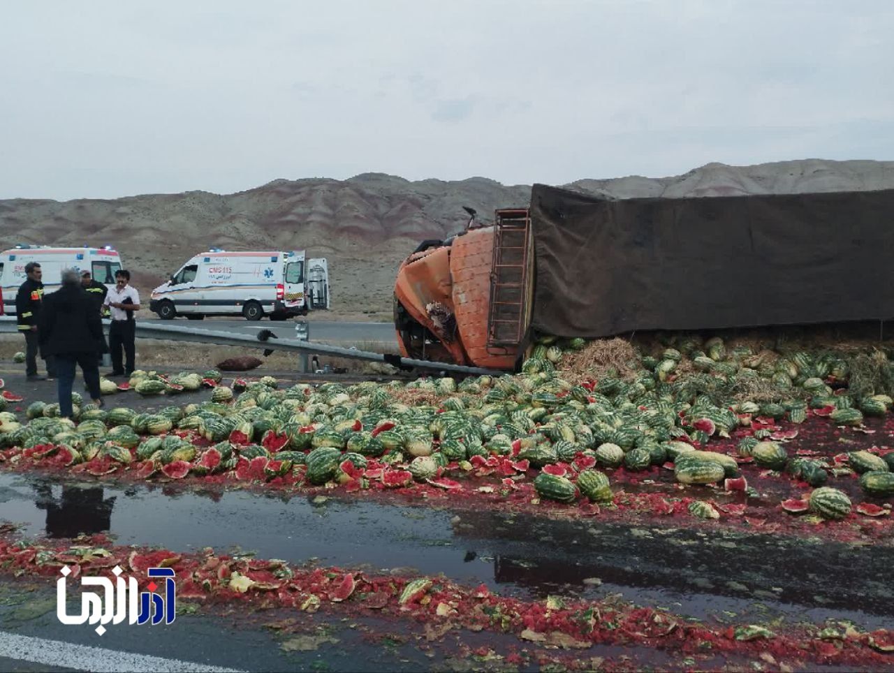 واژگونی کامیون در جاده اهر – تبریز / دو مصدوم به بیمارستان منتقل شدند