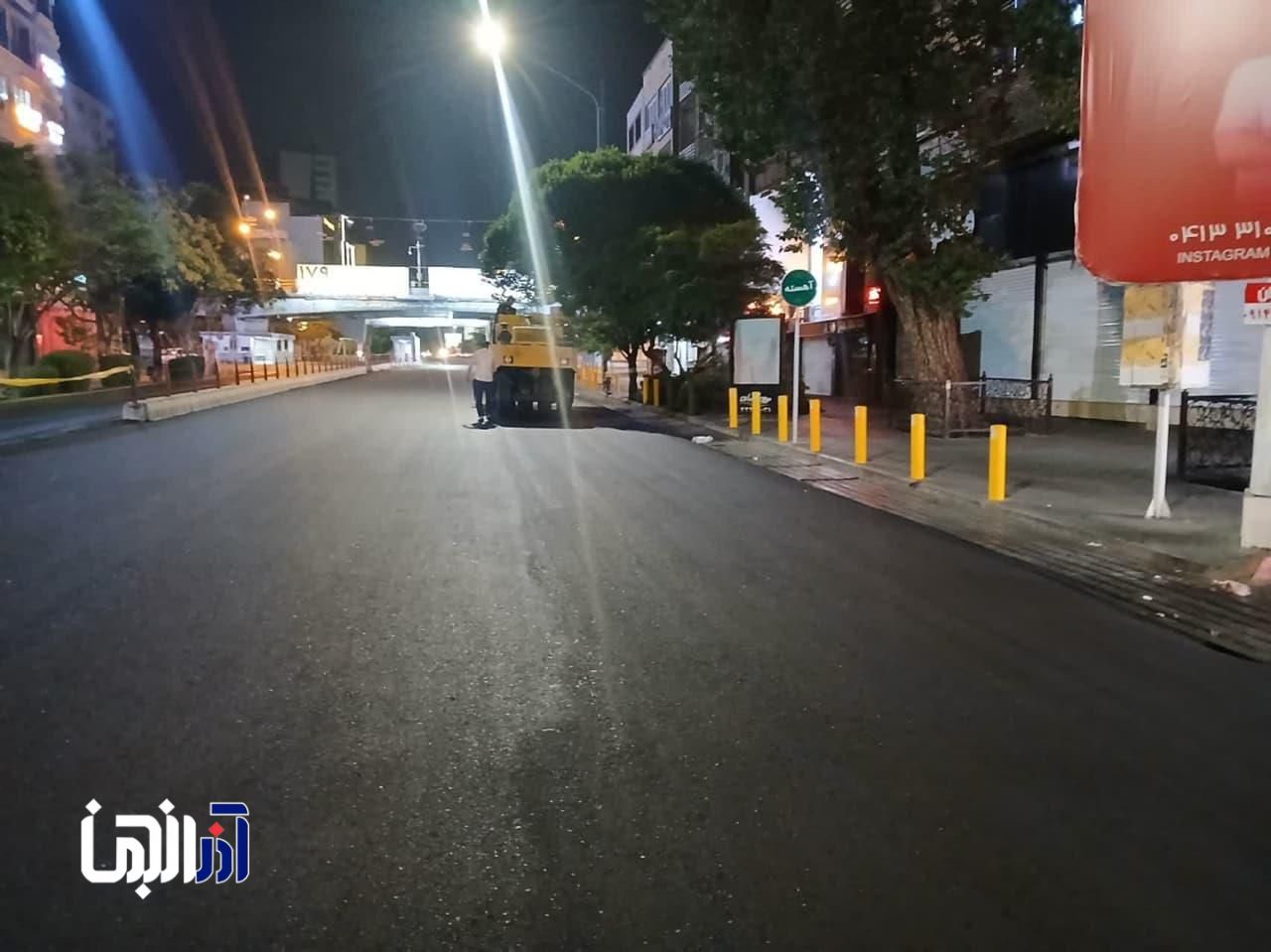 آسفالت ریزی شبانه خیابان امام توسط شهرداری منطقه 2