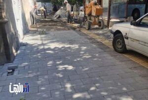 پیشرفت 60 درصدی سنگفرش پیاده روها در راسته کوچه