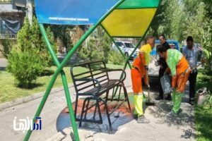 نصب نیمکت در معابر جاده ائل گلی توسط شهرداری منطقه 2