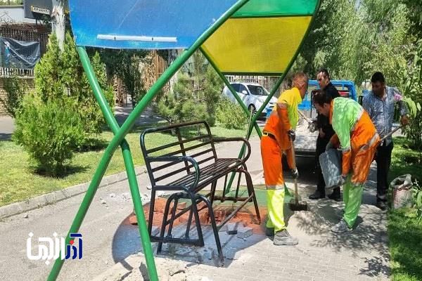 نصب نیمکت در معابر جاده ائل گلی توسط شهرداری منطقه 2